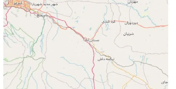 دانلود نقشه pdf شهرستان بستان آباد | با کیفیت بالا