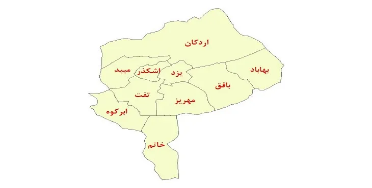 نقشه جی آی اس (GIS) شهرستانهای استان یزد