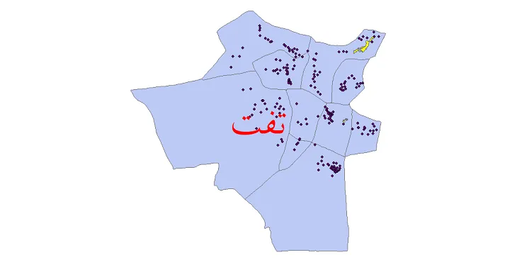 نقشه شیپ فایل تقسیمات سیاسی شهرستان تفت + pdf