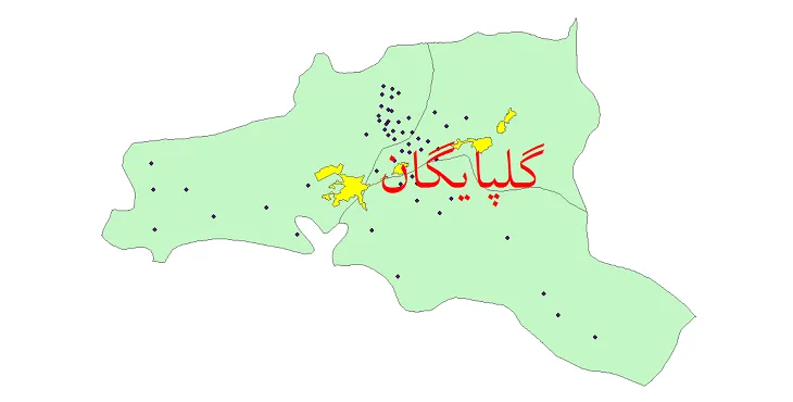 نقشه شیپ فایل تقسیمات سیاسی شهرستان گلپایگان + pdf
