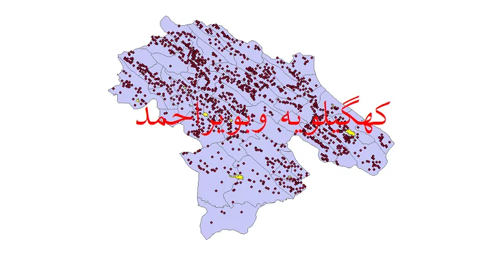 نقشه شیپ فایل تقسیمات سیاسی استان کهگیلویه و بویراحمد + pdf
