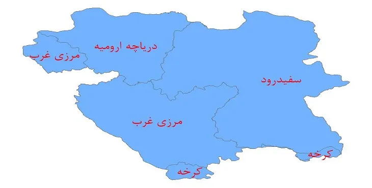 نقشه جی آی اس (GIS) حوضه های آبریز استان کردستان