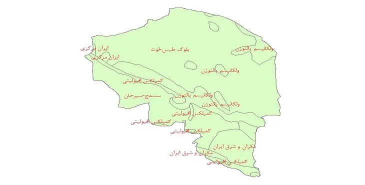 نقشه جی آی اس (GIS) ساختار زمین ساختی استان کرمان