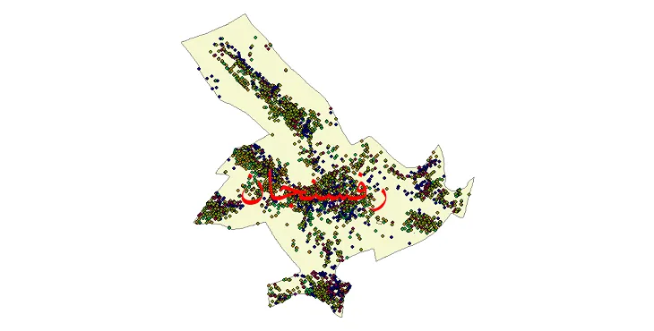 نقشه جمعیت شهرها و روستاهای شهرستان رفسنجان از سال 35 تا 95