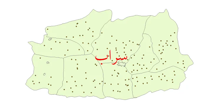 نقشه شیپ فایل تقسیمات سیاسی شهرستان سراب + pdf