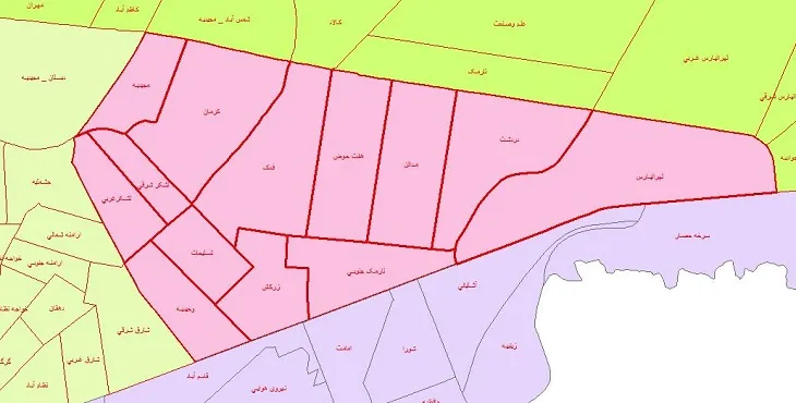 دانلود نقشه شیپ فایل محلات منطقه 8 شهر تهران