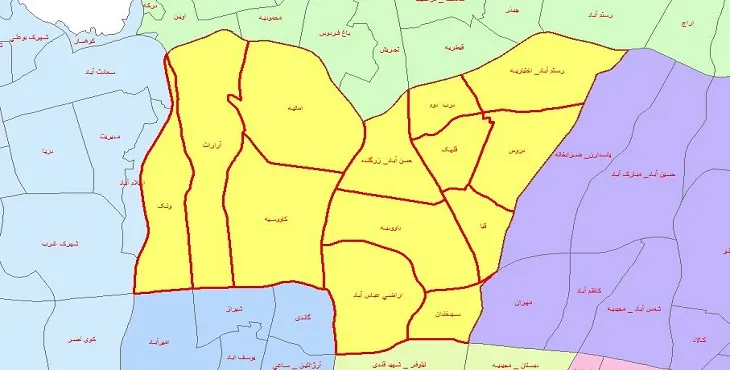 دانلود نقشه شیپ فایل محلات منطقه 3 شهر تهران