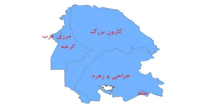 نقشه جی آی اس (GIS) حوضه های آبریز استان خوزستان