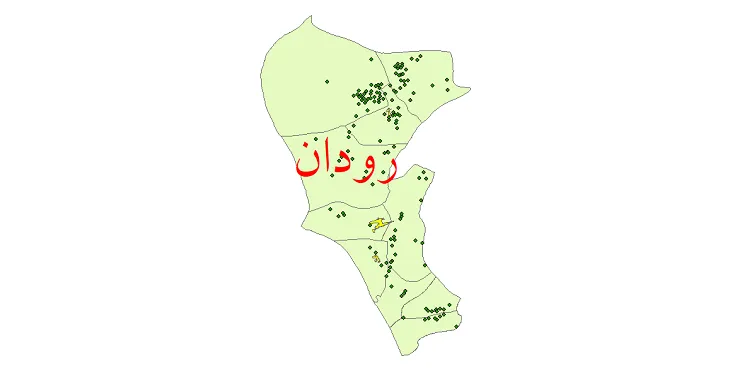 نقشه شیپ فایل تقسیمات سیاسی شهرستان رودان + pdf