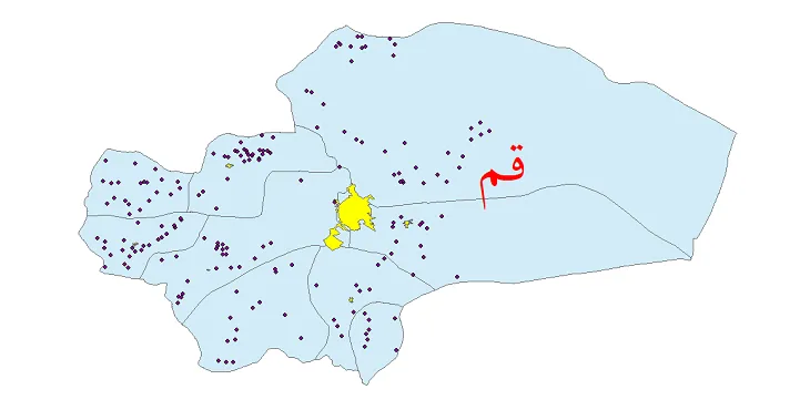 دانلود نقشه شیپ فایل (GIS) تقسیمات سیاسی استان قم سال 1400