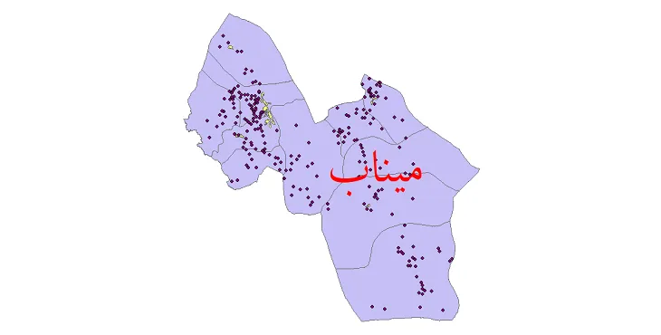 نقشه شیپ فایل تقسیمات سیاسی شهرستان میناب + pdf