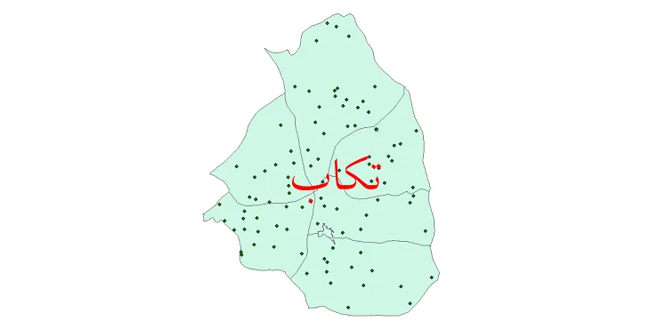 نقشه شیپ فایل تقسیمات سیاسی شهرستان تکاب + pdf