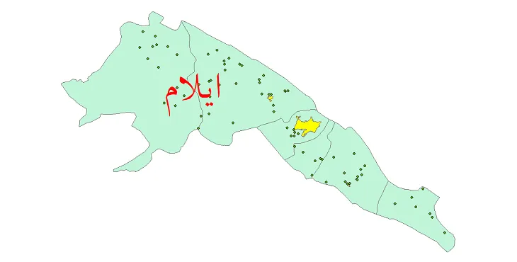 دانلود نقشه شیپ فایل (GIS) تقسیمات سیاسی شهرستان ایلام سال 1400