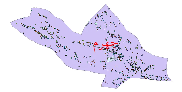 دانلود نقشه شیپ فایل جمعیت نقاط شهری و روستایی شهرستان جهرم از سال 1335 تا 1395