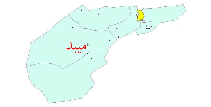 نقشه شیپ فایل تقسیمات سیاسی شهرستان میبد + pdf