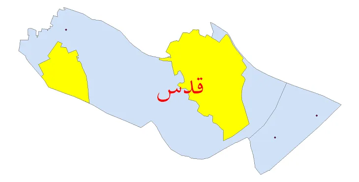 نقشه شیپ فایل تقسیمات سیاسی شهرستان قدس + pdf