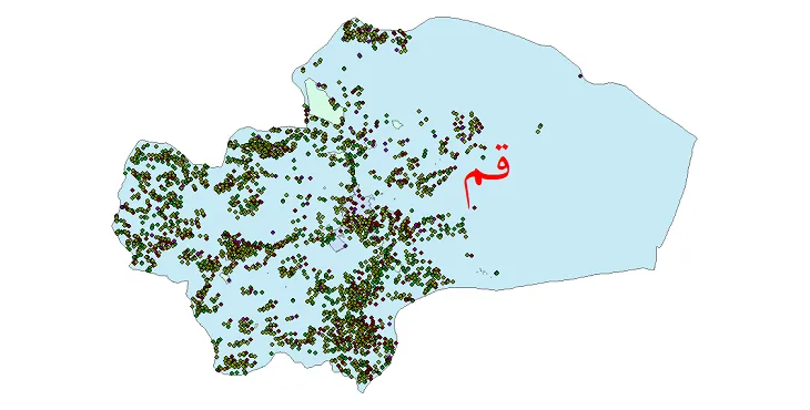 دانلود نقشه شیپ فایل جمعیت نقاط شهری و روستایی شهرستان قم از سال 1335 تا 1395