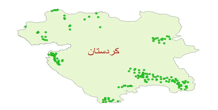دانلود نقشه شیپ فایل چاه های آب استان کردستان
