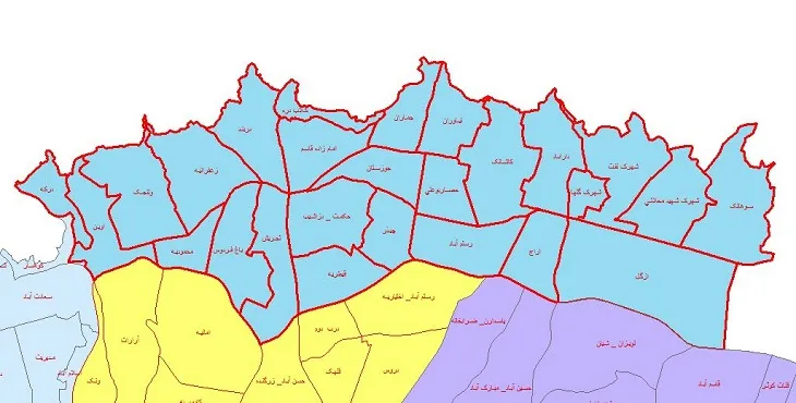 دانلود نقشه شیپ فایل محلات منطقه 1 شهر تهران