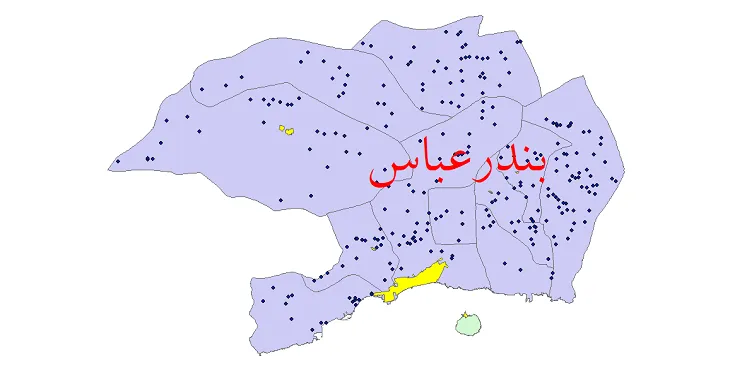 نقشه شیپ فایل تقسیمات سیاسی شهرستان بندرعباس + pdf