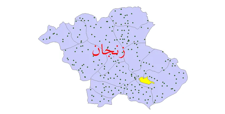 نقشه شیپ فایل تقسیمات سیاسی شهرستان زنجان + pdf
