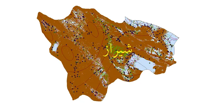 دانلود نقشه های شیپ فایل شهرستان شیراز + کاملترین لایه GIS