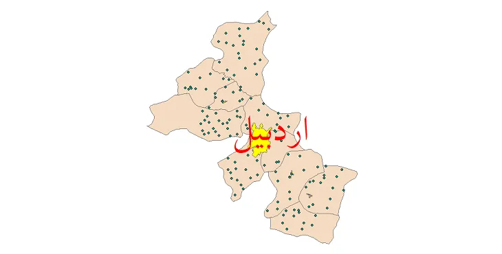 نقشه شیپ فایل تقسیمات سیاسی شهرستان اردبیل + pdf