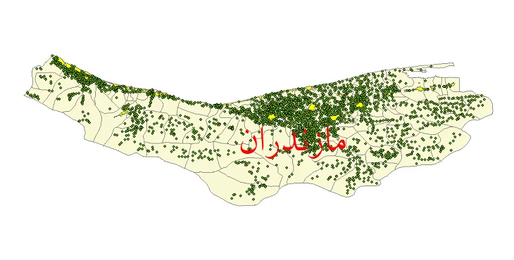 نقشه شیپ فایل تقسیمات سیاسی استان مازندران + pdf