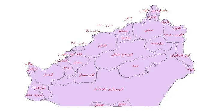 نقشه جی آی اس (GIS) دشت های استان سمنان