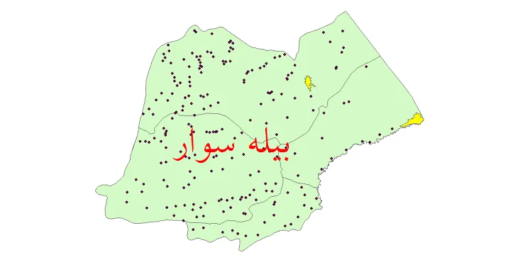 نقشه شیپ فایل تقسیمات سیاسی شهرستان بیله سوار + pdf