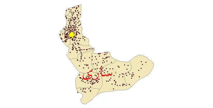 دانلود نقشه شیپ فایل (GIS) تقسیمات سیاسی شهرستان ساری سال 1400