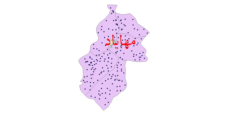 نقشه شیپ فایل تقسیمات سیاسی شهرستان مهاباد + pdf