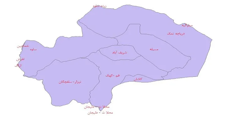 دانلود نقشه شیپ فایل دشت های استان قم