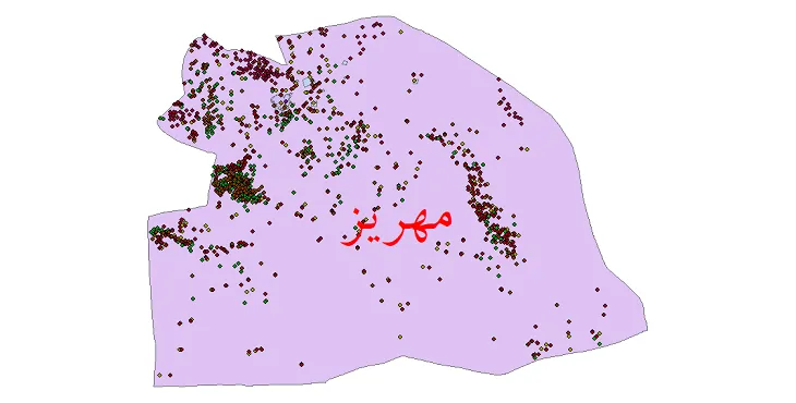 شیپ فایل جمعیت نقاط شهری و روستایی شهرستان مهریز از 35 تا 95