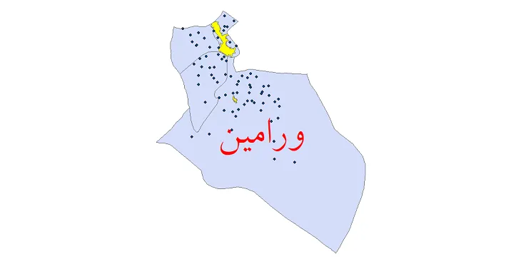 نقشه شیپ فایل تقسیمات سیاسی شهرستان ورامین + pdf
