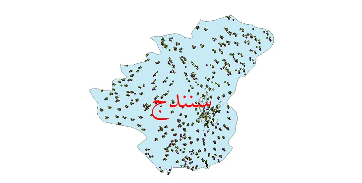نقشه جمعیت شهرها و روستاهای شهرستان سنندج از سال 35 تا 95