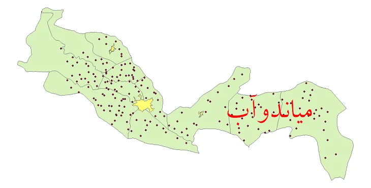 نقشه شیپ فایل تقسیمات سیاسی شهرستان میاندوآب + pdf
