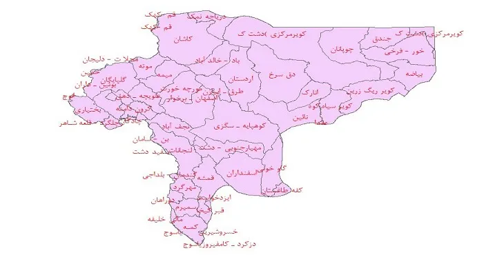 دانلود نقشه شیپ فایل دشت های استان اصفهان