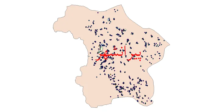 نقشه جمعیت شهرها و روستاهای شهرستان پیرانشهر از سال 35 تا 95