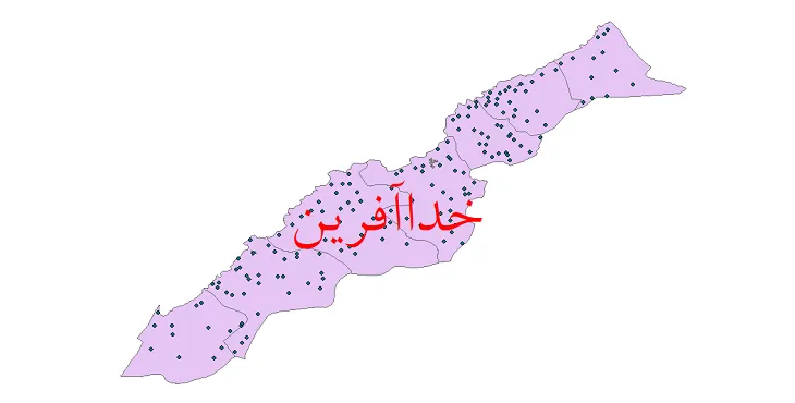 نقشه شیپ فایل تقسیمات سیاسی شهرستان خداآفرین + pdf