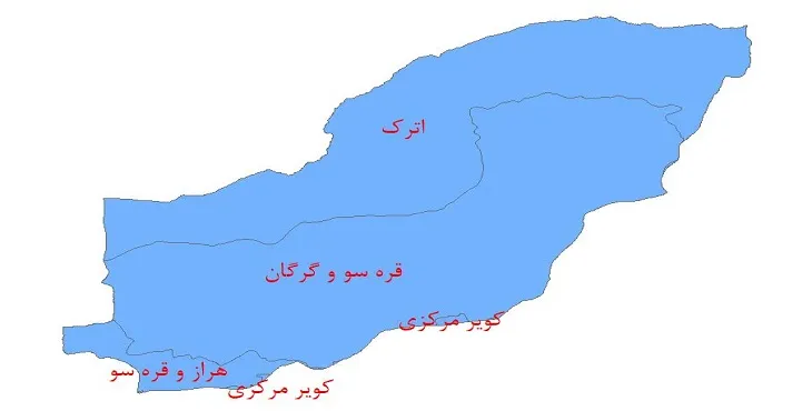 نقشه جی آی اس (GIS) حوضه های آبریز استان گلستان