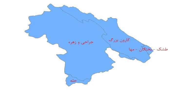 نقشه جی آی اس (GIS) حوضه های آبریز استان کهگیلویه و بویراحمد