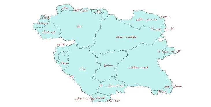 نقشه جی آی اس (GIS) دشت های استان کردستان