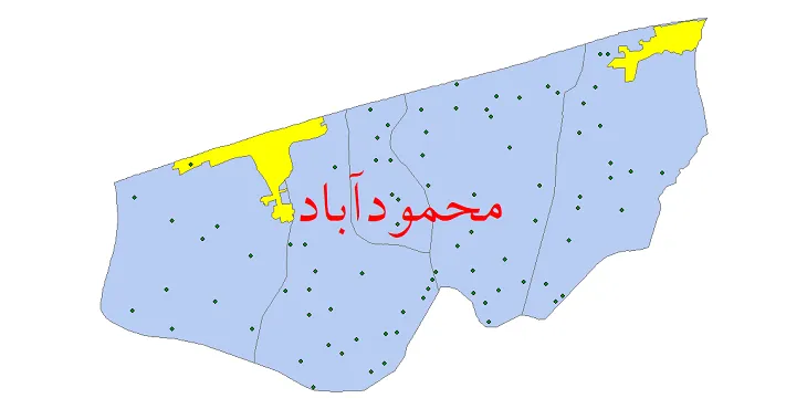 دانلود نقشه شیپ فایل (GIS) تقسیمات سیاسی شهرستان محمودآباد سال 1400