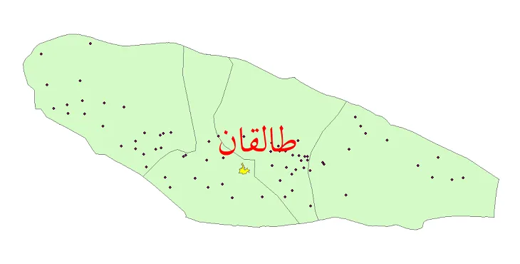 نقشه شیپ فایل تقسیمات سیاسی شهرستان طالقان + pdf