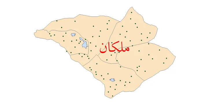 نقشه شیپ فایل تقسیمات سیاسی شهرستان ملکان + pdf