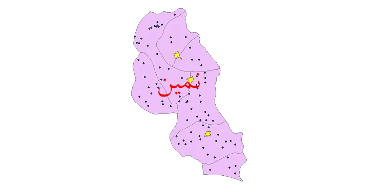 نقشه شیپ فایل تقسیمات سیاسی شهرستان نمین + pdf