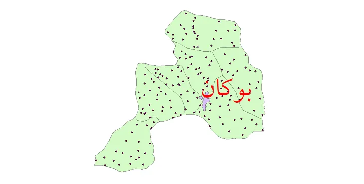 نقشه شیپ فایل تقسیمات سیاسی شهرستان بوکان + pdf