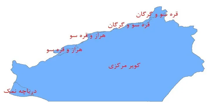نقشه جی آی اس (GIS) حوضه های آبریز استان سمنان