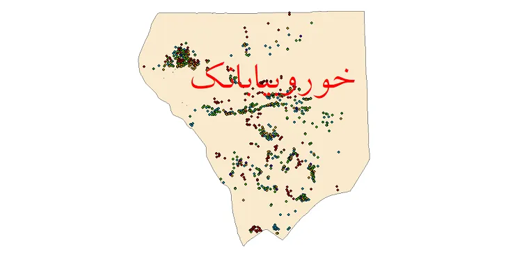 نقشه جمعیت شهرها و روستاهای شهرستان خور و بیابانک از سال 35 تا 95